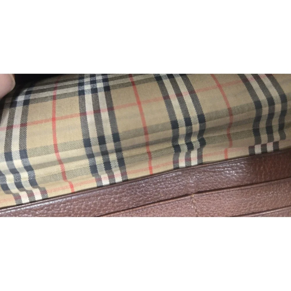 Burberry Bi Fold Wallet Men Brown Authentic Leather Luxe Nova Check